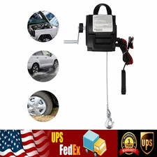 12V 300W Portable Electric Winch 2000LB Remote Towing Hitch Truck Trailer Boat!