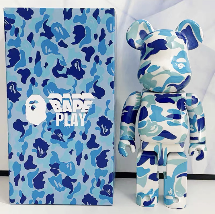 400%Bearbrick Action Figure BAPE Play Camouflage Blue Deco A