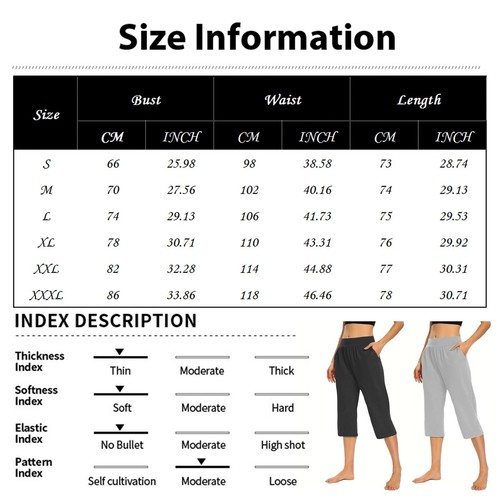 Women Elastic High Waist 3/4 Pant Casual Active Fit Wide Capris Leg Pants - Picture 21 of 51