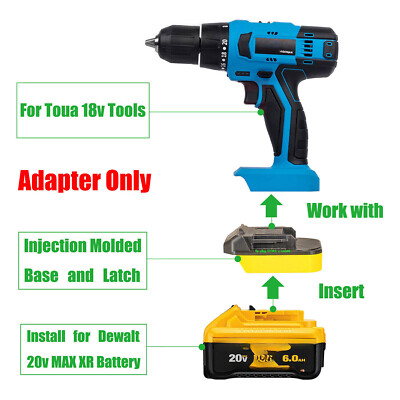 1 Adapter Suitable fits DeWalt 20v MAX Battery To for Toua 18v Professional Tool