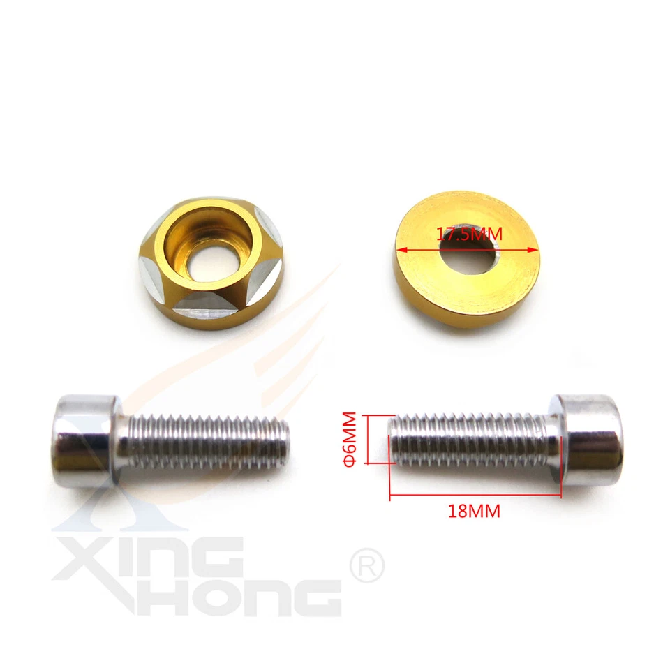 Diâmetro de rosca 6mm 4 peças parafusos de ouro parafusos de placa decorativa para motor de carro - Imagem 3 de 4