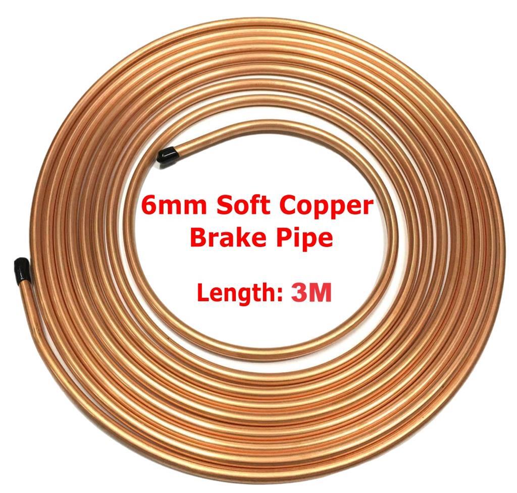 3M Brake Pipe Copper Line Joiner Male Female Nuts Ends Tubing Joint Pipe 6mm