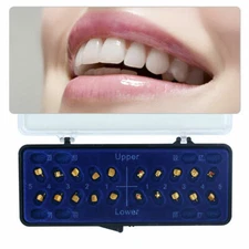 Dental Ortho Metal Bracket MBT/Roth 022 Mini 345 Hooks 24K Gold Plated Braces