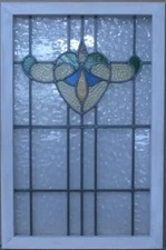 PRETTY ABSTRACT MIDSIZE OLD ENGLISH LEADED STAINED GLASS WINDOW 19 3/4" x 30"