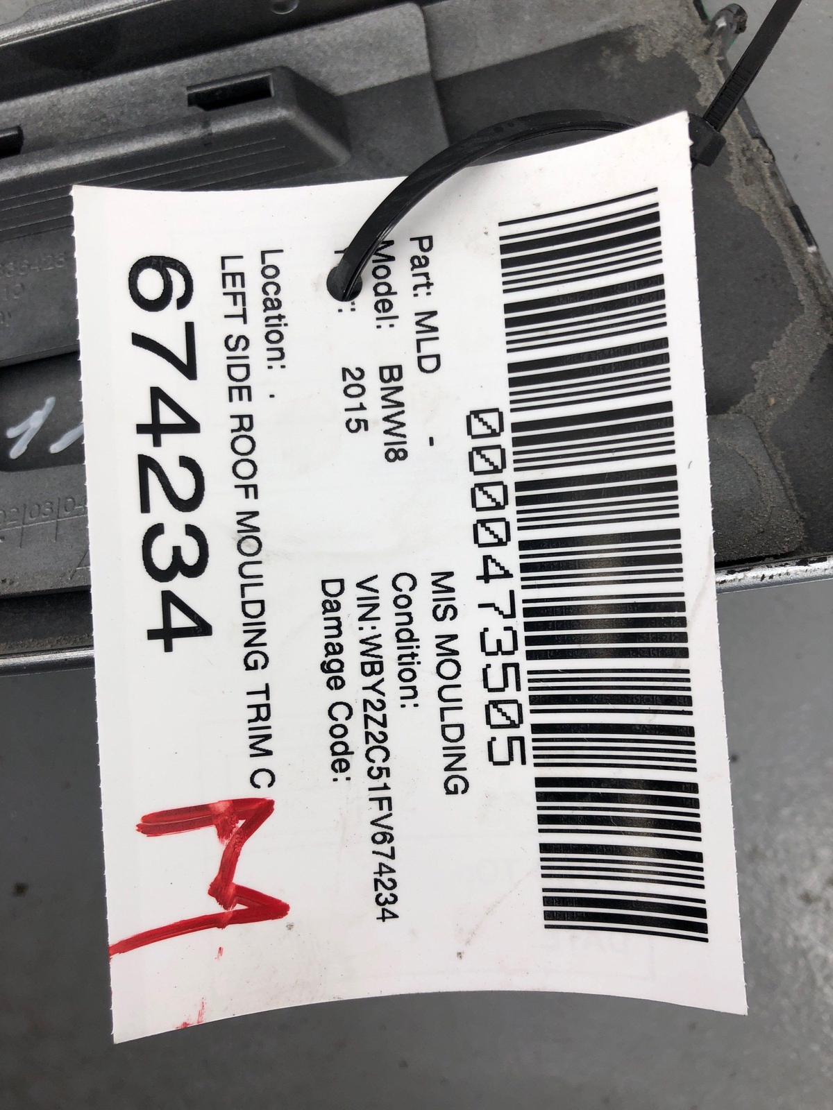 2014-2020 BMW I8 LEFT SIDE ROOF MOULDING TRIM ICONIC SILVER (B72) 51447336423
