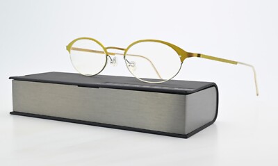 LINDBERG Brille Mod 4105 Gelb Gold Seidenmatt Fein Oval Strip Titanium Denmark