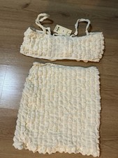 Sorelle Uk Cream Beach Set Skirt And Bikin Top XS NWT