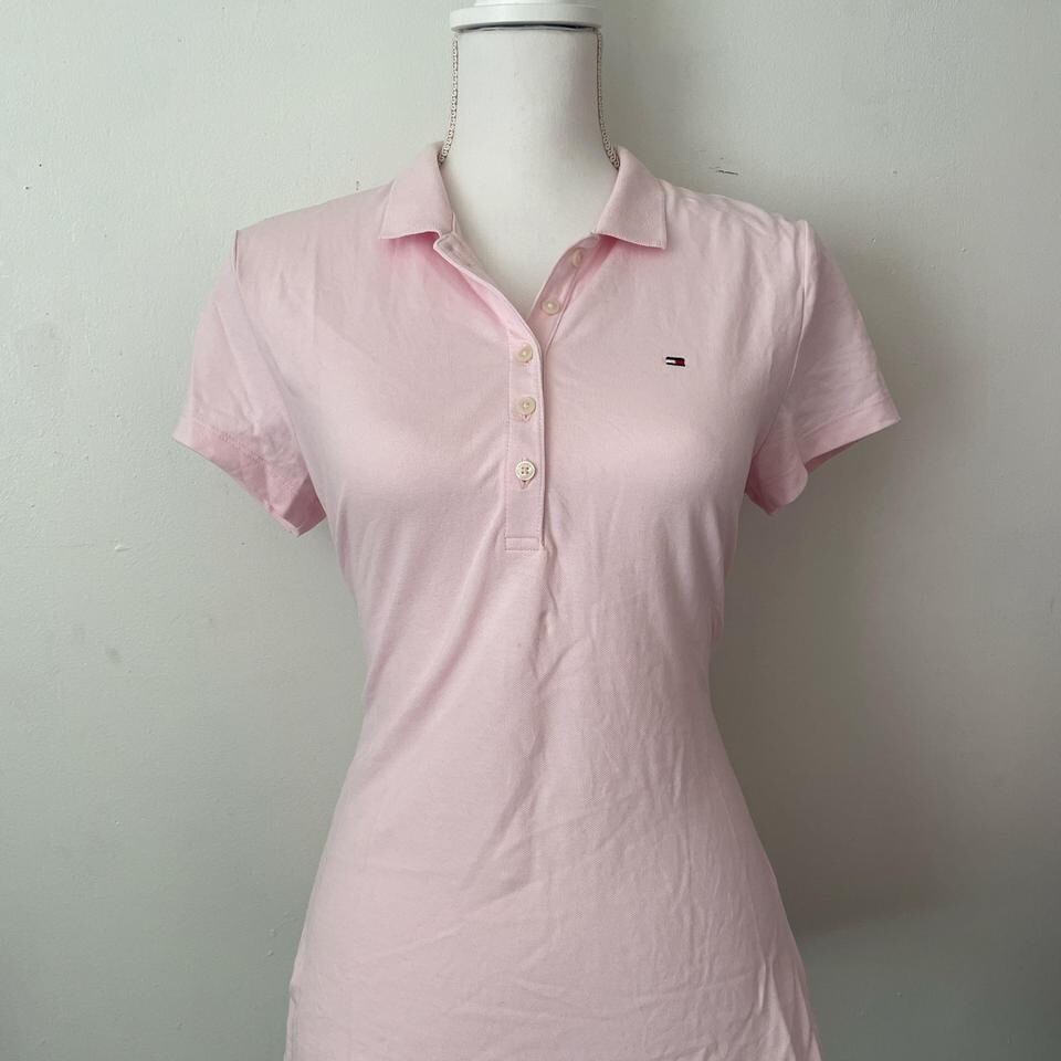 Tommy Hilfiger Womens Light Pink Logo Collared Polo Shirt Size M