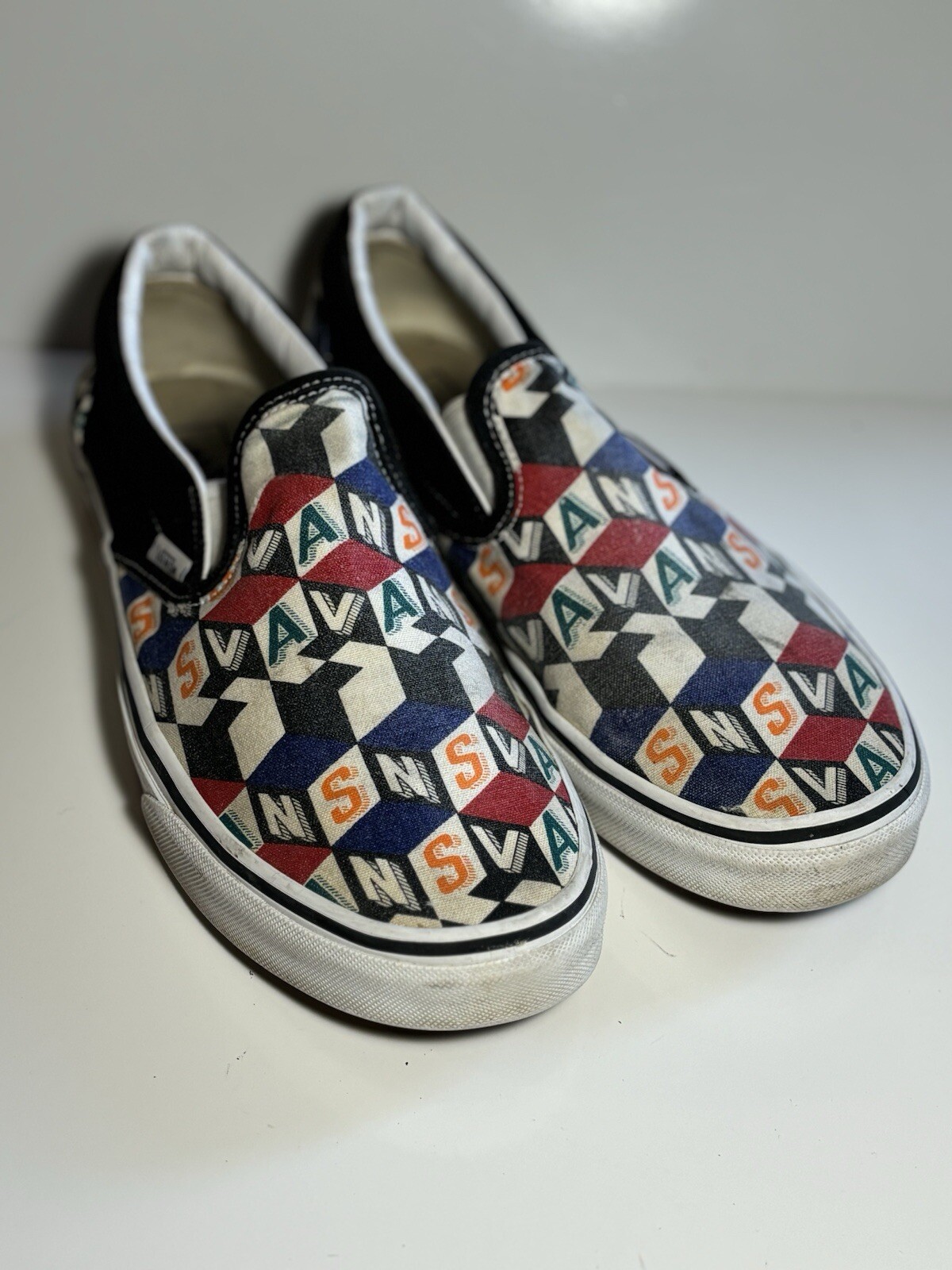 Vans Classic Slip On Checkerboard Sneakers Mens 9.5 Womens 11 Multicolor-image