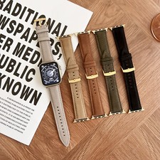 For Apple Watch Series SE 10/9/7/5/3/1 38/40/41/42/45/49mm Genuine Leather Strap