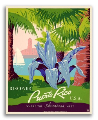 Discover Puerto Rico 1930s Vintage Style WPA Travel Poster - 24x30