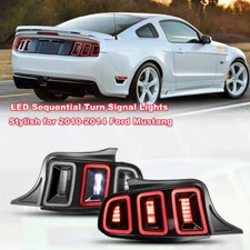 For 2010-2014 Ford Mustang LED Tail Lights Sequential Brake Lamp Clear Lens Pair