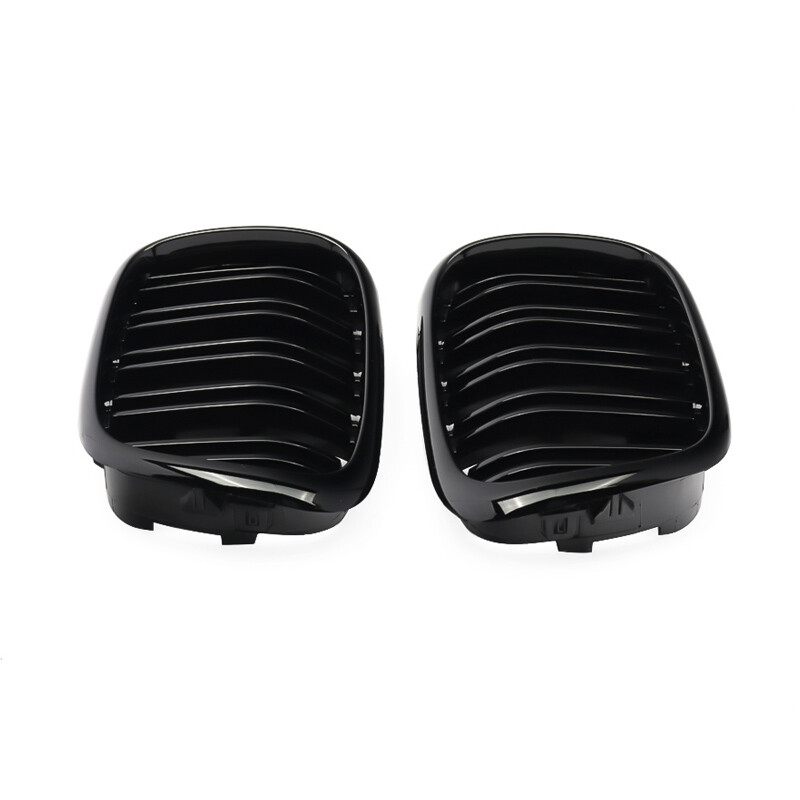 MagicKit Gloss Black Kidney Grilles For BMW E39 5-Series 1999-2003 – M Performance Double Lines, Direct Fit