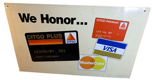 Vintage CITGO Visa MasterCard Credit Card Double Sided Metal Tin Sign Gas Oil