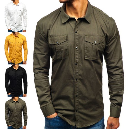Men Military Surplus Style Lapel Neck 
