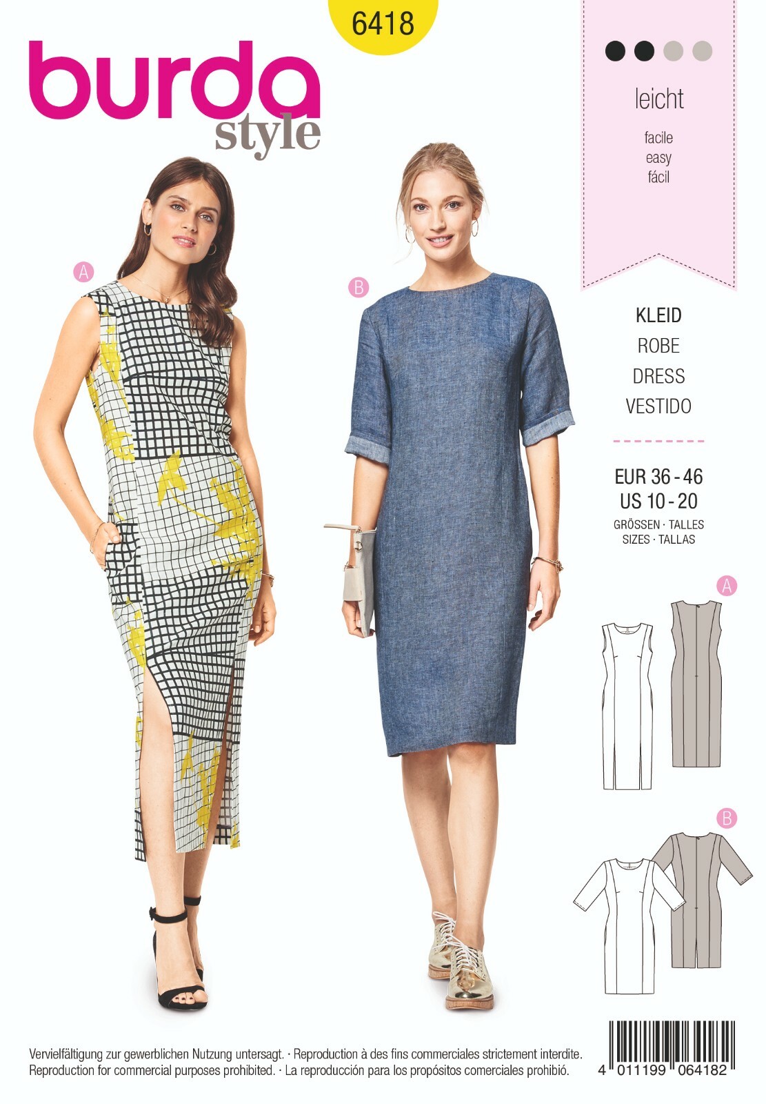 Burda Style Easy SEWING PATTERN 6418 Misses Dresses Sizes 10-20