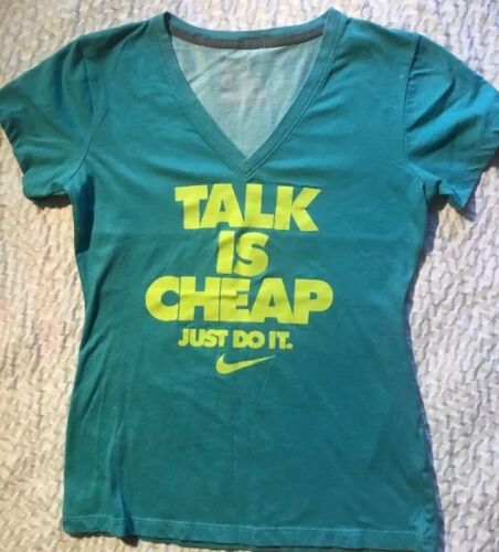 NIKE SLIM FIT SHORT SLEEVE AQUA V-NECK T-SHIRT WOMENS SMALL | eBay