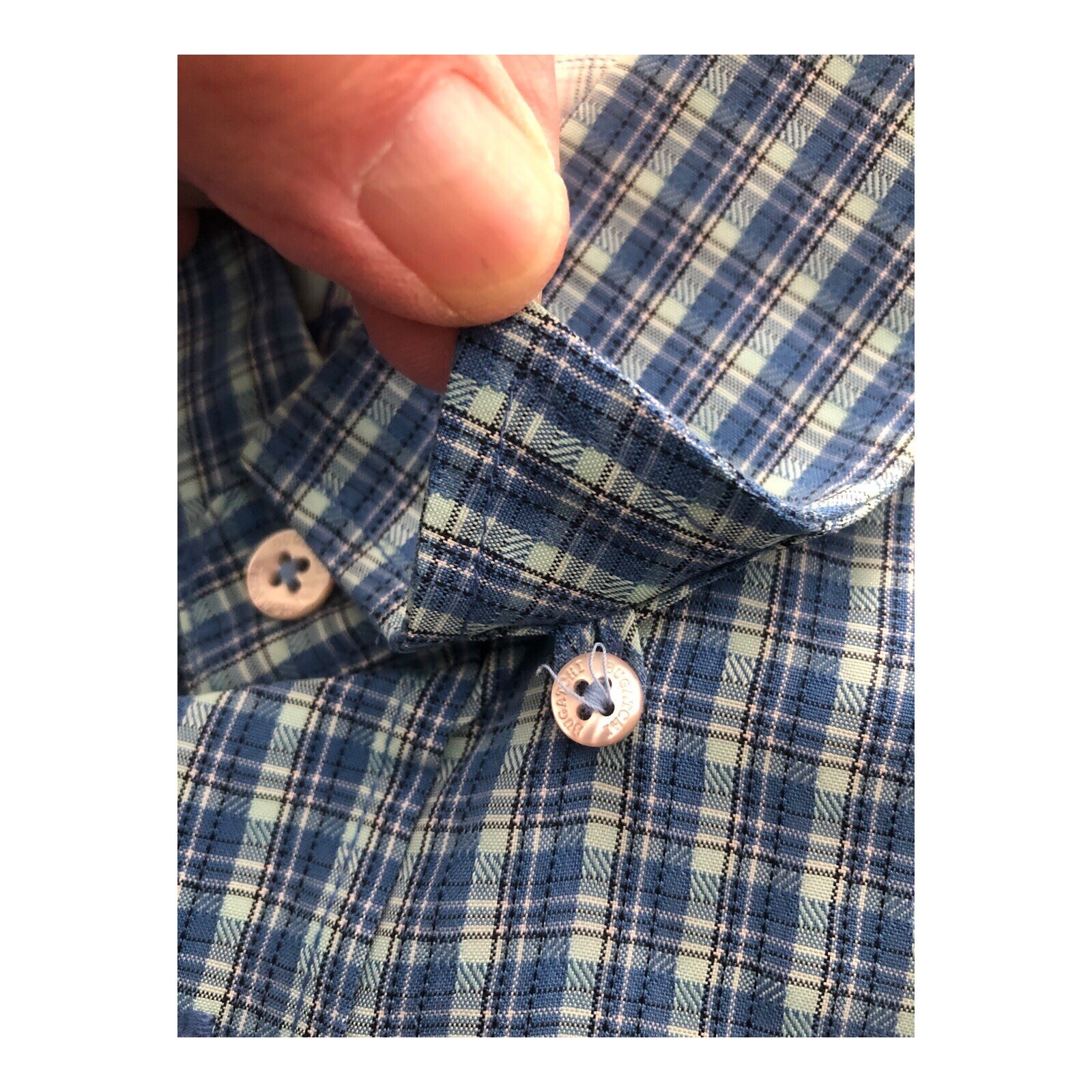 BUGATCHI UOMO EUC Button-Down Blue Plaid Long Sle… - image 4