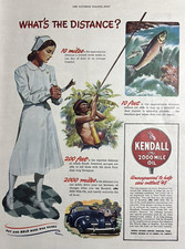 1945 Kendall Motor Oil 2000 Mile What Distance Savages Dart Nurse VTG PRint Ad