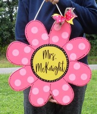 FLOWER Personalized Name Sign Wood Plaque Country Decor Hand Crafted Door Wall