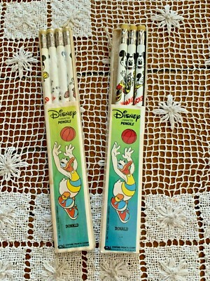 VINTAGE DISNEY CHARACTER PENCILS 1987 7 TOTAL (1 PKG of 4 PLUS 3 MORE)