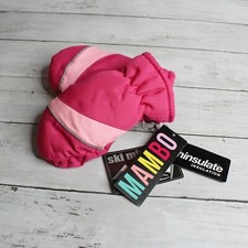 Mambo Girl's Winter Ski Mittens Youth Size 4-6X Pink Black Fleece Lined