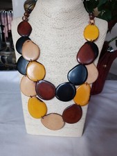 Multicolor Handcrafted Tagua Nut Organic Necklace, 2 Strands, made in ECUADOR