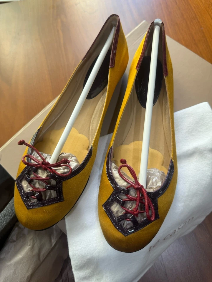 TE CASAN Lmtd. Edición/Planos de ballet satinado dorado/Talla 37/Viene con caja Foto 4 de 4