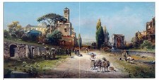 Tile Mural Landscape Chapel by R. Alott Kitchen Shower Backsplash Marble Ceramic