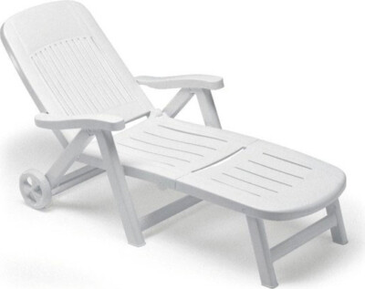 SCAB Lettino Prendisole Pieghevole Giardino Resina Ruote Bianco