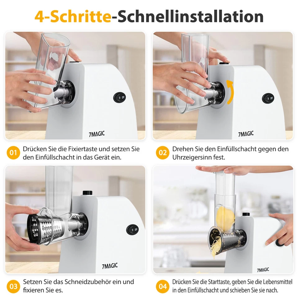 Elektrische Gemüseschneider 250W Zerkleinerer Gemüsereibe Küchenreibe DHL - Bild 3 von 4