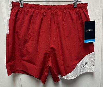 ASICS Women's Gunlap Shorts With Brief Liner Size Large in Red/White New