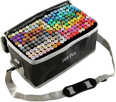 Versatile Alcohol Markers Set: 168 Colors with Fine & Chisel Tips for Creativity