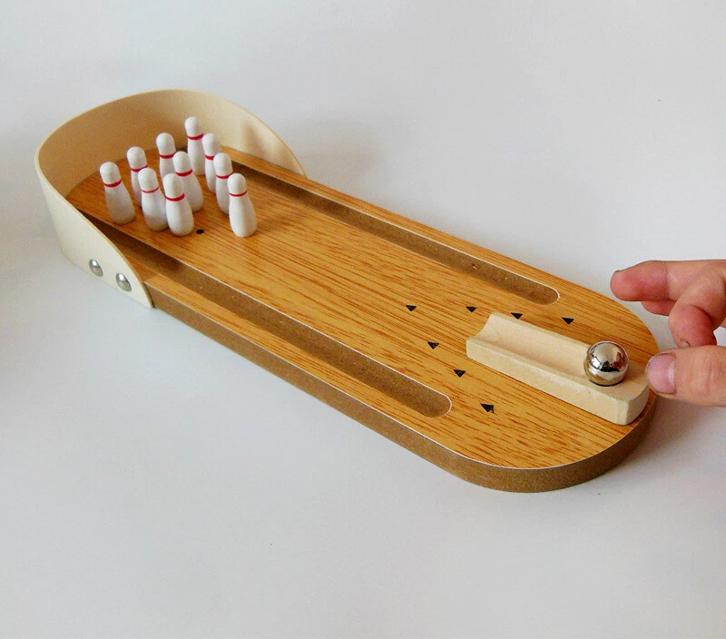 Tabletop Game Mini Bowling Set Bowling Game Toy Children's Fun Gift Wooden - Image 2 of 4