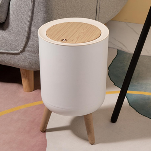 7 L / 1.8 Gallon round Trash Can with Lid, Small Bathroom Garbage Can with Pop-U