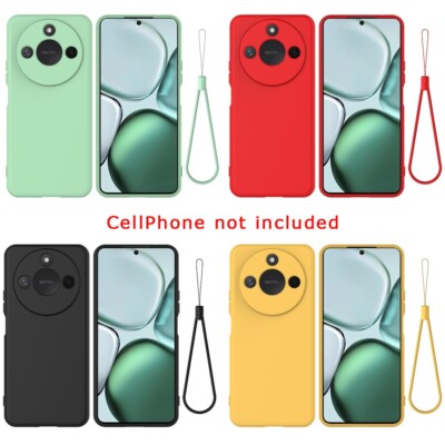Soft Silicone Case + Lanyard, Anti-Slip Shockproof Cover for Honor X9c Smart/X60