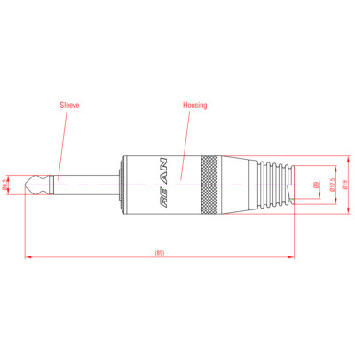 Conector De Audio TS Macho 1/4" (6.35 Mm) REAN NYS225B - Para Cables De Altavoz, Conexión Por Crimp