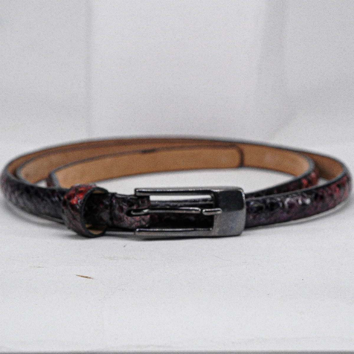 ADA Leather Infinity Belt Orchid Croco New One Size Berry Wine $79 Embossed Burgundy Alligator Genuine Leather Skin Men main image 2