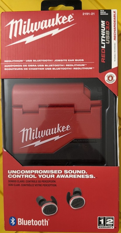 Milwaukee 2191-21 REDLITHIUM USB 3.0 Bluetooth Jobsite Ear Buds NEW In BOX