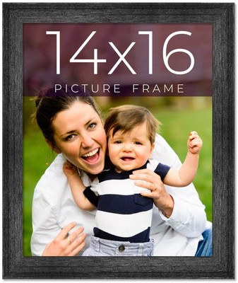 14x16 Frame Black Real Wood Picture Frame Width 1.5 inches | Interior Frame Dept