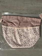 Thirty One Rose Blush Metallic w/Gold Dots Drawstring AJ61 Cinch Up Bin NEW