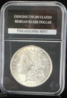 1921 P Morgan Silver Dollar Uncirculated PCS Stamps & Coins Holder 90%
