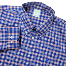 Brooks Brothers Milano Fit Mens XL Red White Blue Plaid Button Down Long Sleeve