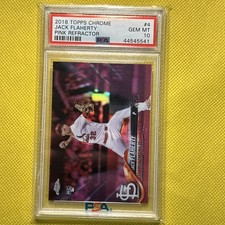 Jack Flaherty 2018 Topps Chrome Pink Refractor Rookie Card PSA 10 Rc. rookie card picture