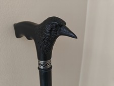 Handmade Asterom Wood Carved Walking Cane Stylish Stick Gothic Crow Cane