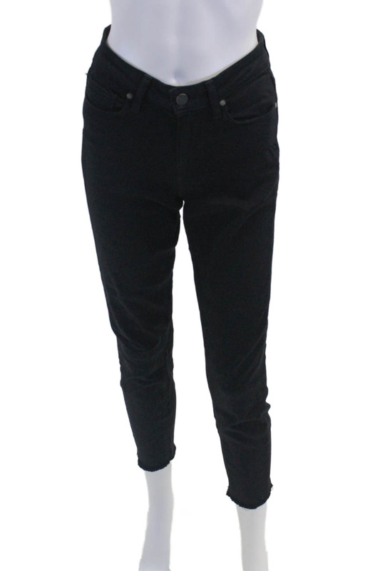 Paige Womens Zipper Fly High Rise Hoxton Ankle Skinny Jeans Black Size 25
