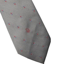 Christian Dior Tie Mens One Size Gray Skinny Geometric Embroidered Silk