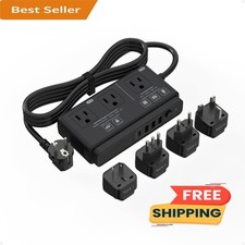 Convertidor de voltaje de 220 V a 110 V, adaptador universal de viaje con 4 carg