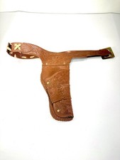 Vtg Western Tooled Leather Toy Cap Gun Holster Belt Cowboy Rig 35 , 11 Drop