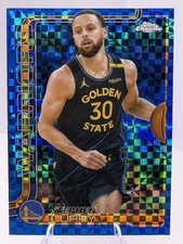 2025 Topps Chrome Blue X-Fractor Stephen Curry #201 Golden State Warriors